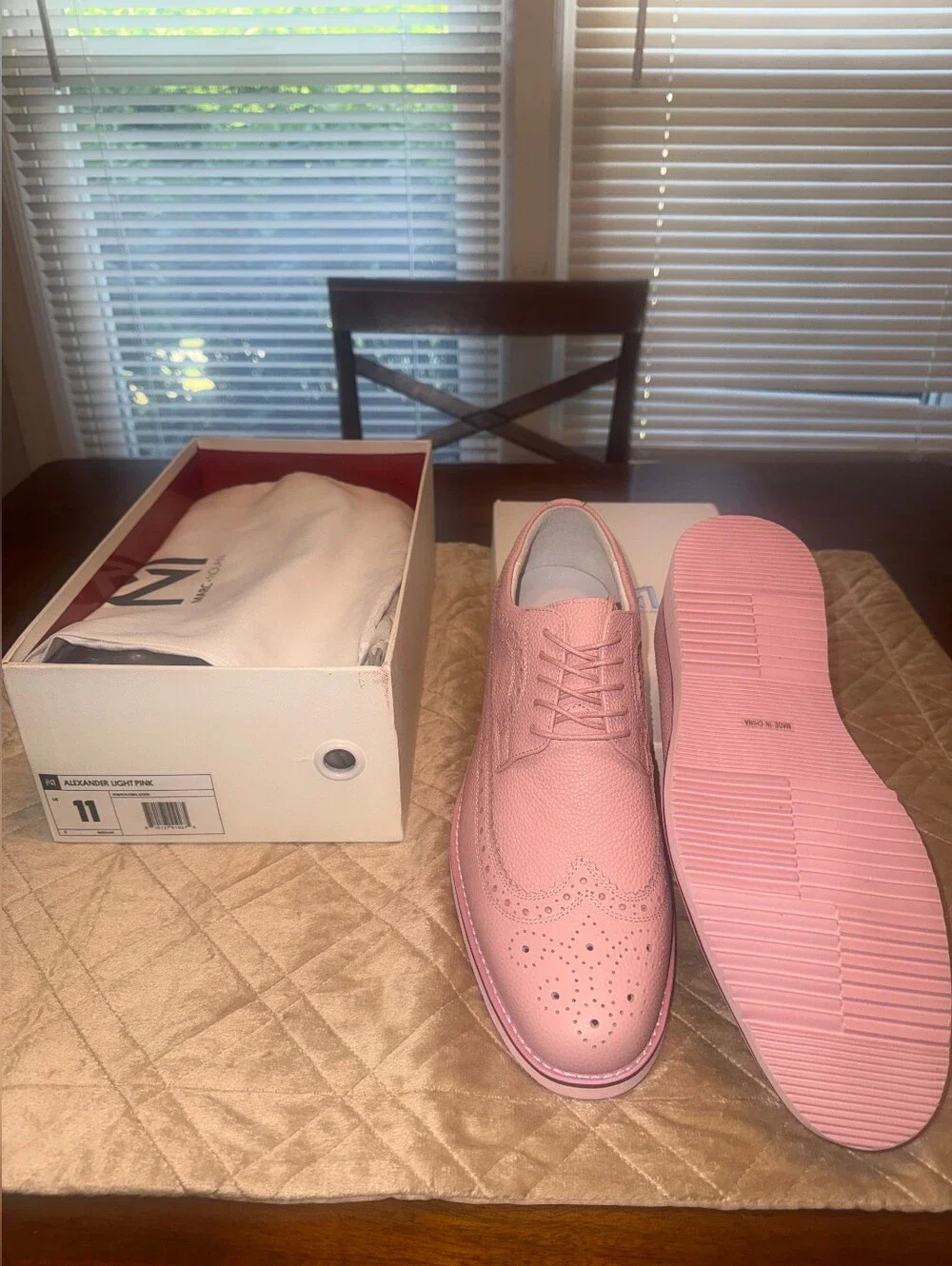 Light Pink Men's Brogue Derby Shoes